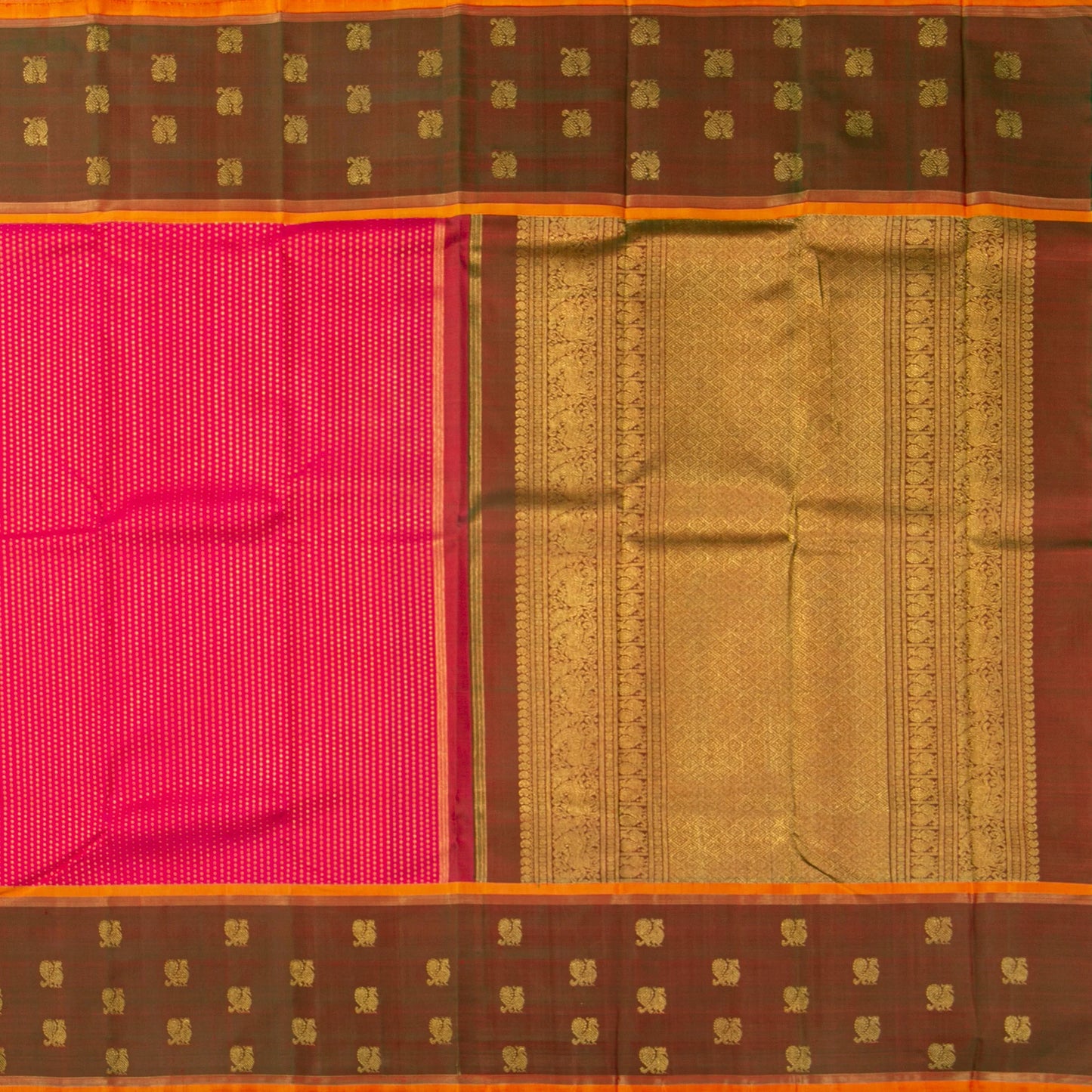 Pink And Maanthulir Green Kanchipuram Silk Saree For Wedding Wear PV NYC 1753 - Silk Sari - Panjavarnam PV NYC 1753