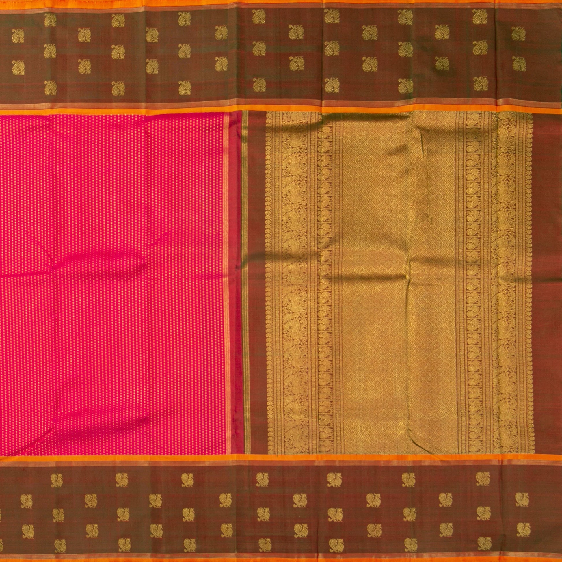 Pink And Maanthulir Green Kanchipuram Silk Saree For Wedding Wear PV NYC 1753 - Silk Sari - Panjavarnam PV NYC 1753