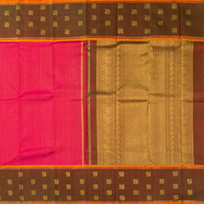Pink And Maanthulir Green Kanchipuram Silk Saree For Wedding Wear PV NYC 1753 - Silk Sari - Panjavarnam PV NYC 1753