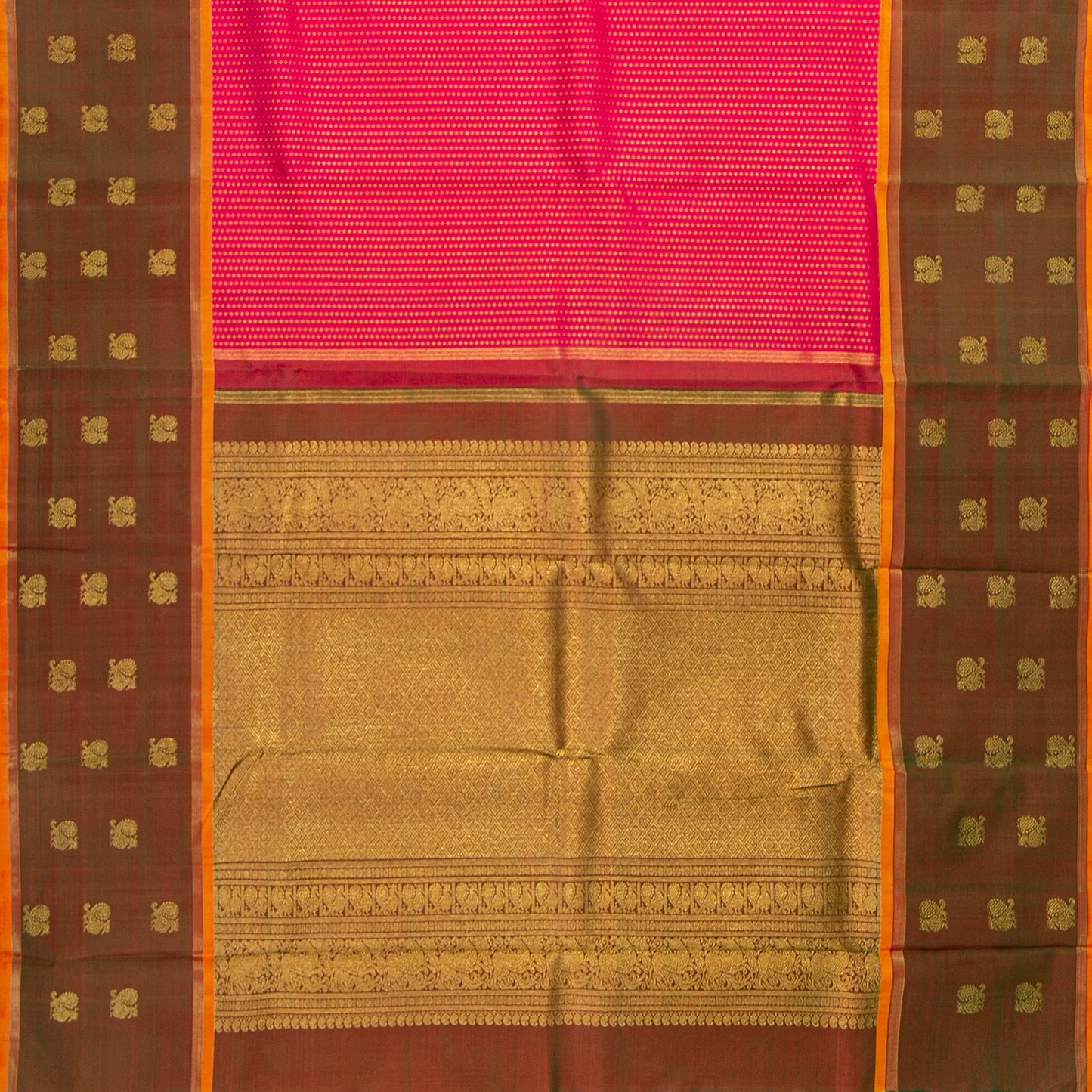Pink And Maanthulir Green Kanchipuram Silk Saree For Wedding Wear PV NYC 1753 - Silk Sari - Panjavarnam PV NYC 1753