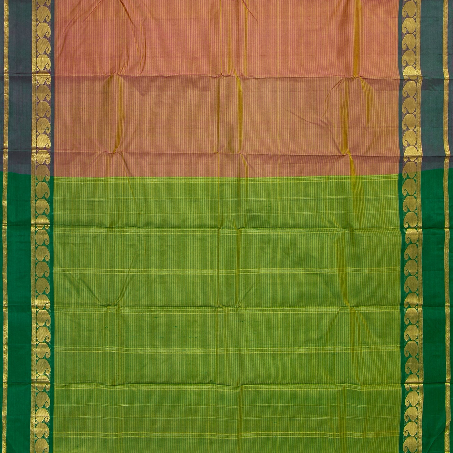 Brown And Green Kanchipuram Silk Saree For Festive Wear PV NYC 1862