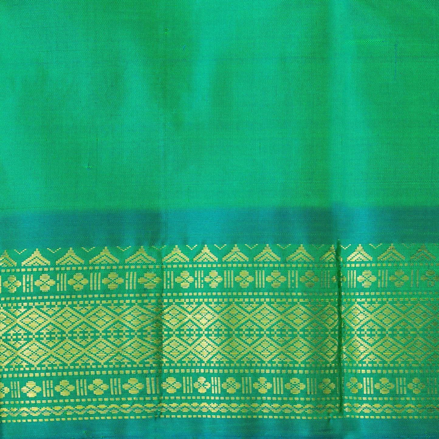 Green And Turquoise Kanchipuram Silk Saree With Meenakari Zari Buttas For Festive Wear PV NYC 1780