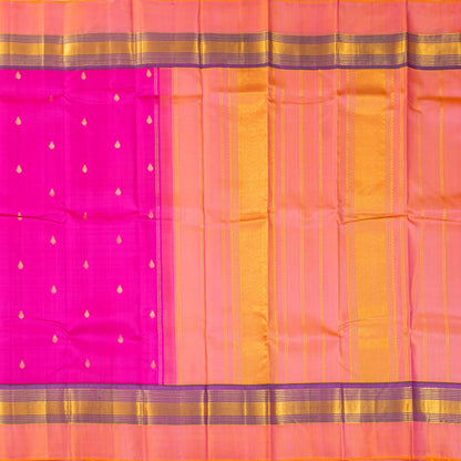 Pink And Peach Kanchipuram Silk Saree For Festive Wear PV NYC 1775