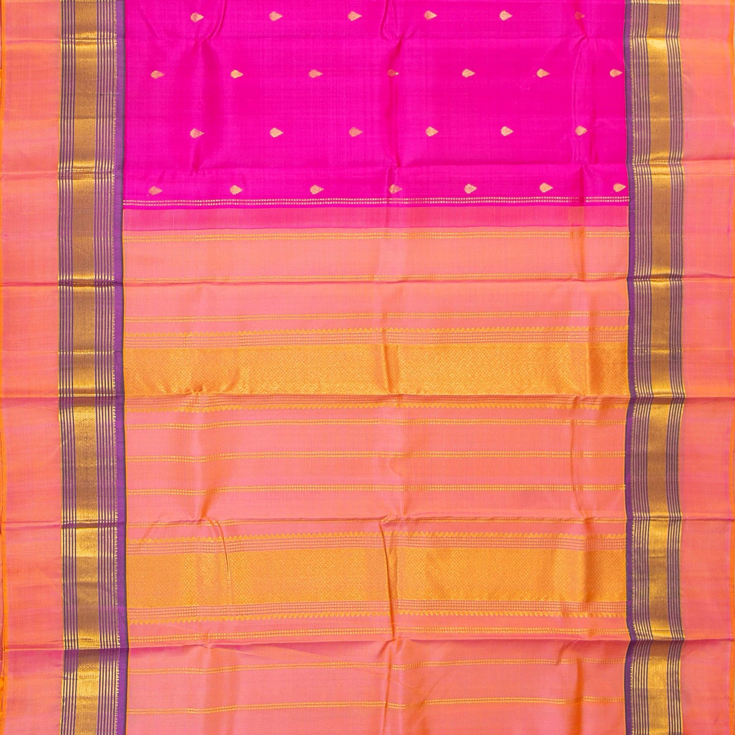 Pink And Peach Kanchipuram Silk Saree For Festive Wear PV NYC 1775