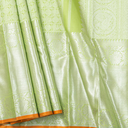 Pastel Green Kanchipuram Silk Saree For Festive Wear PV NYC 1902 - Silk Sari - Panjavarnam PV NYC 1902