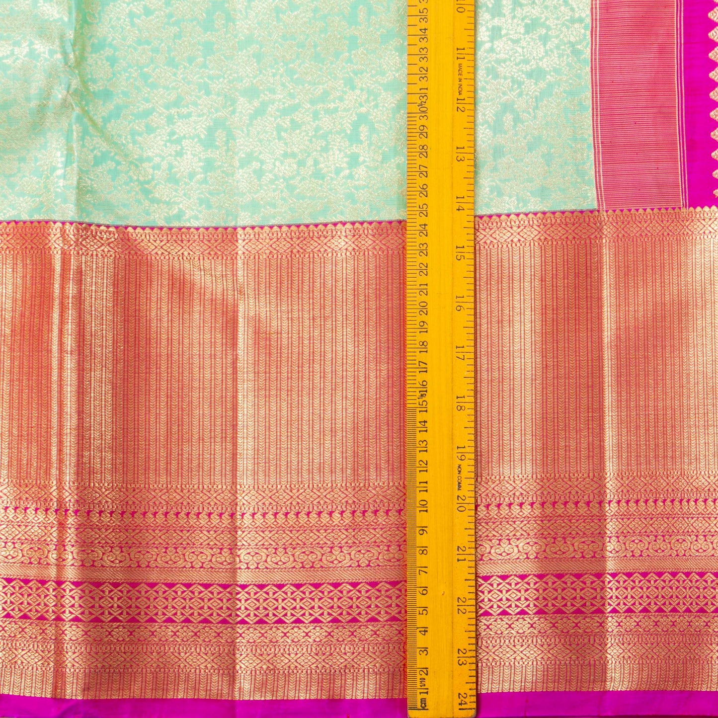 Pastel Green And Pink Kanchipuram Silk Saree For Bridal Wear PV NYC 1833