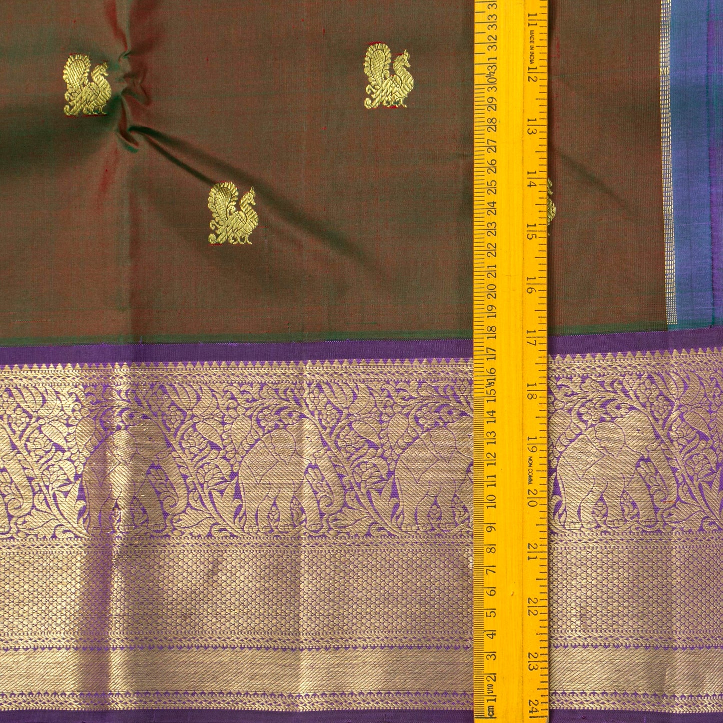 Manthulir Green And Purple Kanchipuram Silk Saree With Annapakshi Motifs For Wwdding Wear PV NYC 1845