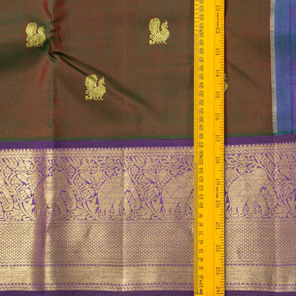 Manthulir Green And Purple Kanchipuram Silk Saree With Annapakshi Motifs For Wwdding Wear PV NYC 1845