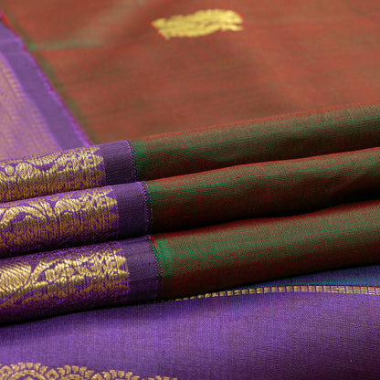 Manthulir Green And Purple Kanchipuram Silk Saree With Annapakshi Motifs For Wwdding Wear PV NYC 1845