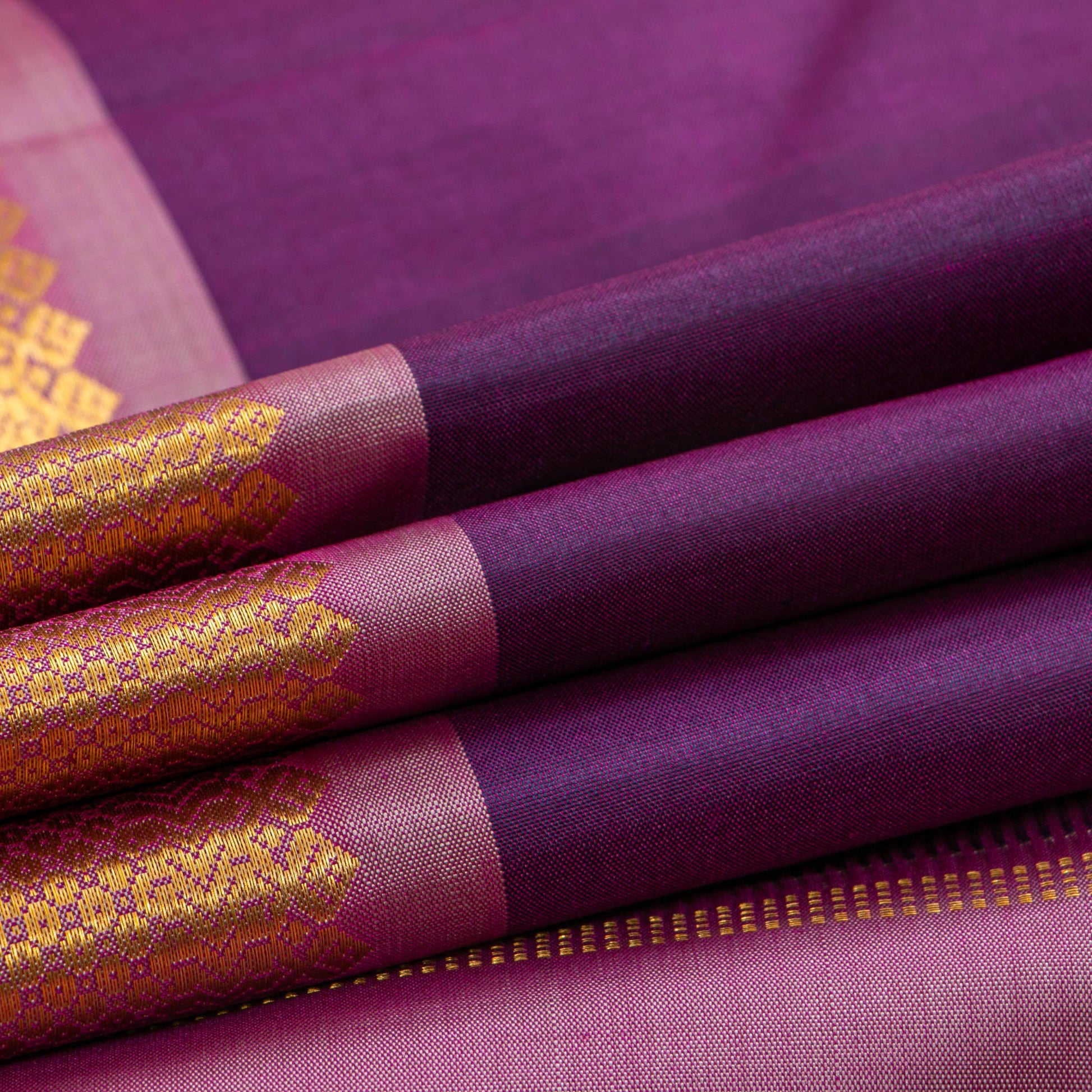 Purple And Pastel Pink Kanchipuram Silk Saree For Festive Wear PV NYC 1777 - Silk Sari - Panjavarnam PV NYC 1777