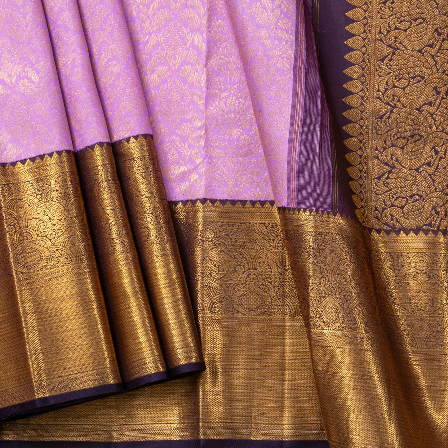 Lavender And Purple Kanchipuram Silk Saree For Bridal Wear PV NYC 1763 - Silk Sari - Panjavarnam PV NYC 1763