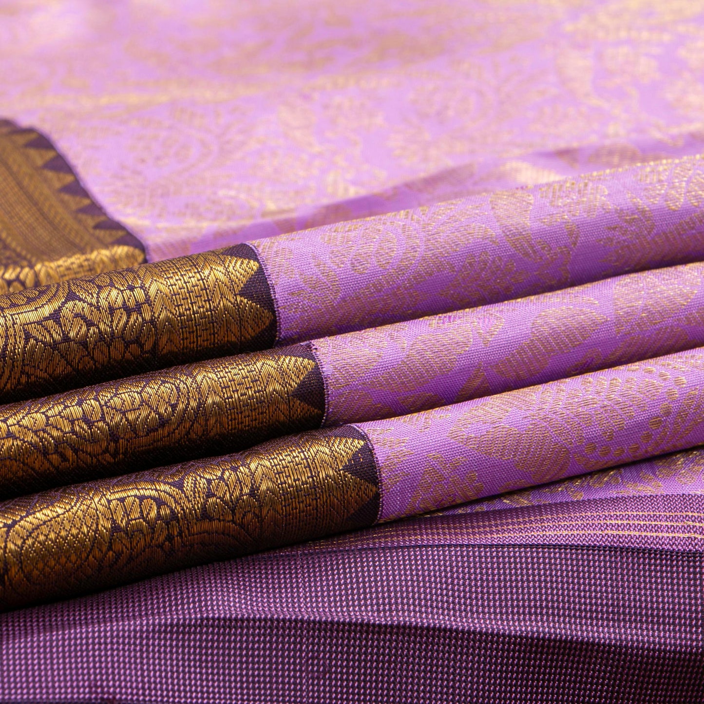 Lavender And Purple Kanchipuram Silk Saree For Bridal Wear PV NYC 1763 - Silk Sari - Panjavarnam PV NYC 1763