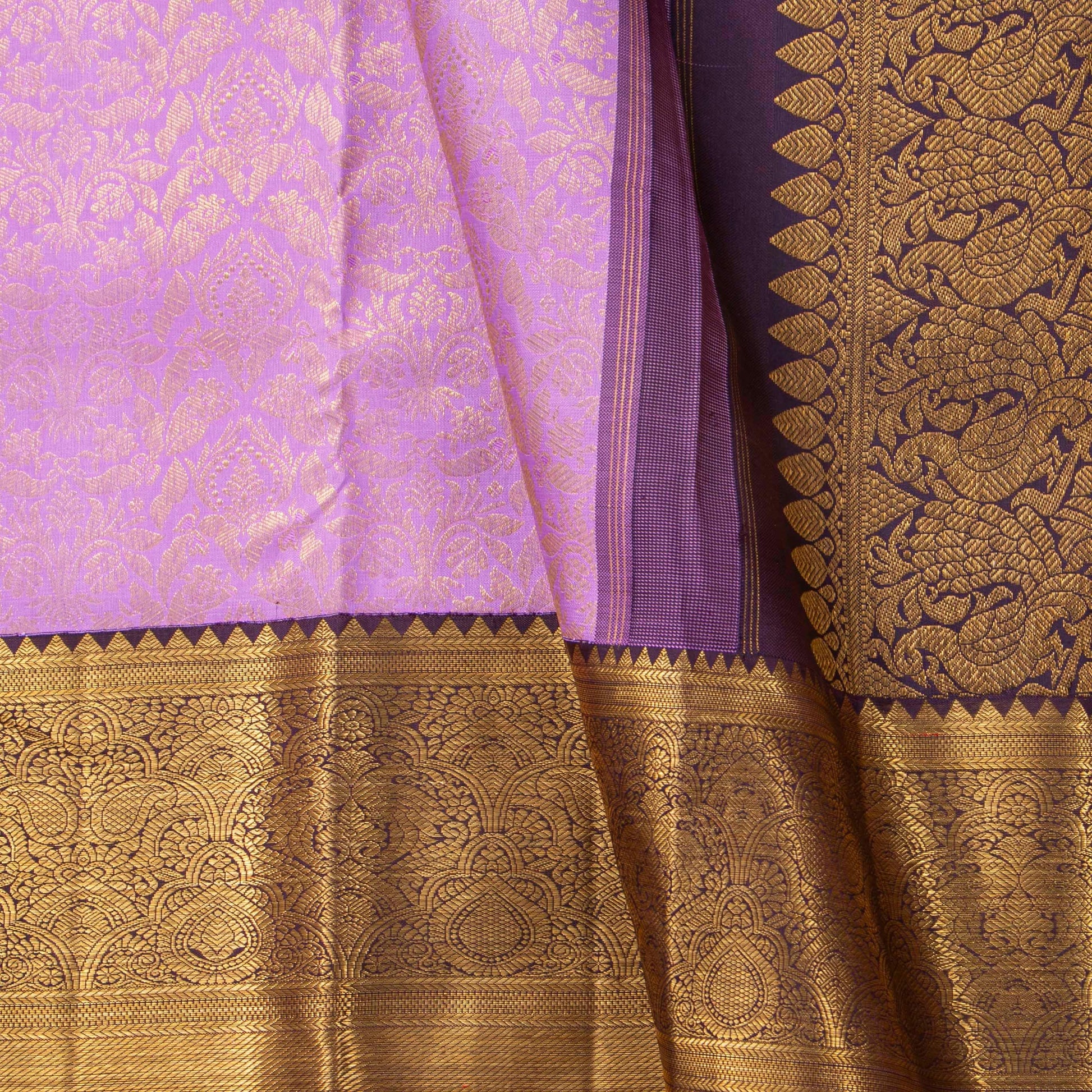Lavender And Purple Kanchipuram Silk Saree For Bridal Wear PV NYC 1763 - Silk Sari - Panjavarnam PV NYC 1763