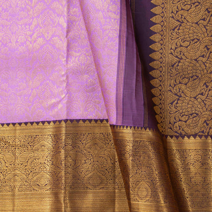 Lavender And Purple Kanchipuram Silk Saree For Bridal Wear PV NYC 1763 - Silk Sari - Panjavarnam PV NYC 1763