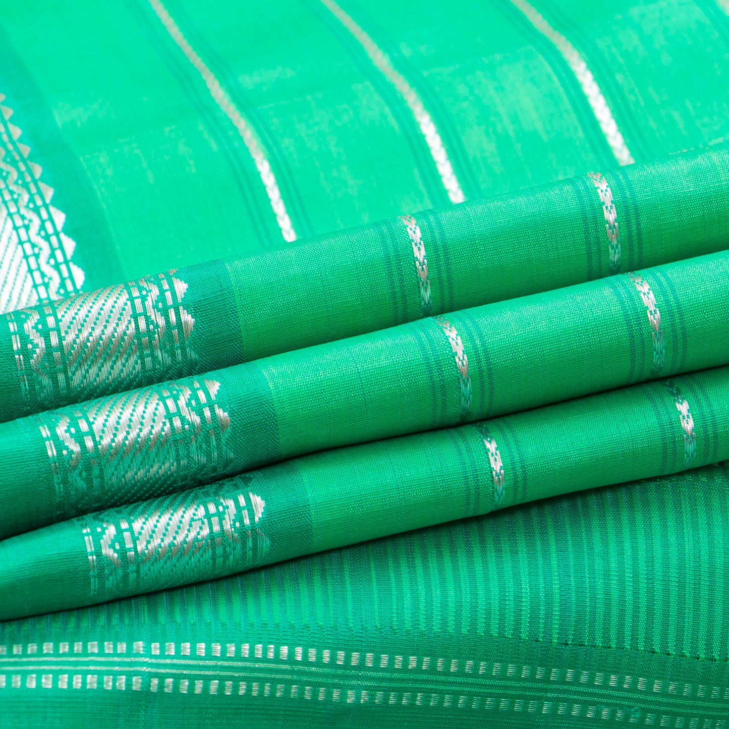 Green And Teal Kanchipuram Silk Saree For Festvie Wear PV NYC 1892