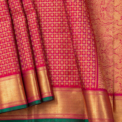Dark Pink Kanchipuram Silk Saree In Aiyiram Butta Design For Bridal Wear PV NYC 1893