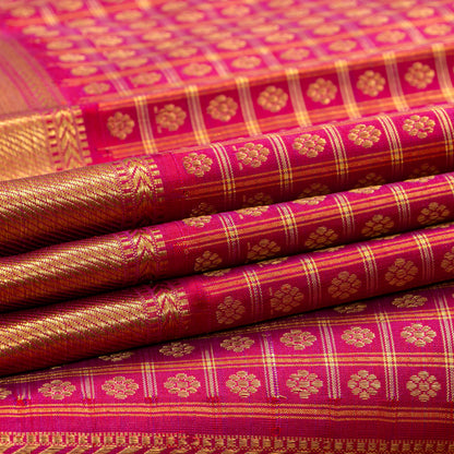 Dark Pink Kanchipuram Silk Saree In Aiyiram Butta Design For Bridal Wear PV NYC 1893
