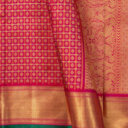 Dark Pink Kanchipuram Silk Saree In Aiyiram Butta Design For Bridal Wear PV NYC 1893