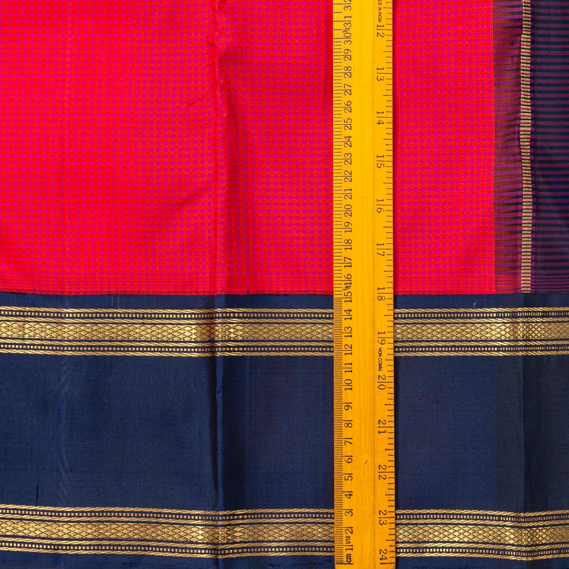 Pink And Navy Blue Kanchipuram Silk Saree For Festive Wear PV NYC 1905 - Silk Sari - Panjavarnam PV NYC 1905