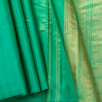 Teal Tissue Kanchipuram Silk Saree Without Border For Festive Wear PV NYC 1853