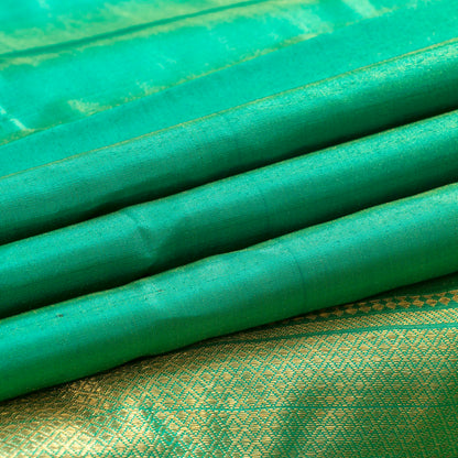 Teal Tissue Kanchipuram Silk Saree Without Border For Festive Wear PV NYC 1853