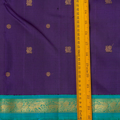 Purple And Turquoise Green Kanchipuram Silk Saree For Festive Wear PV NYC 1889