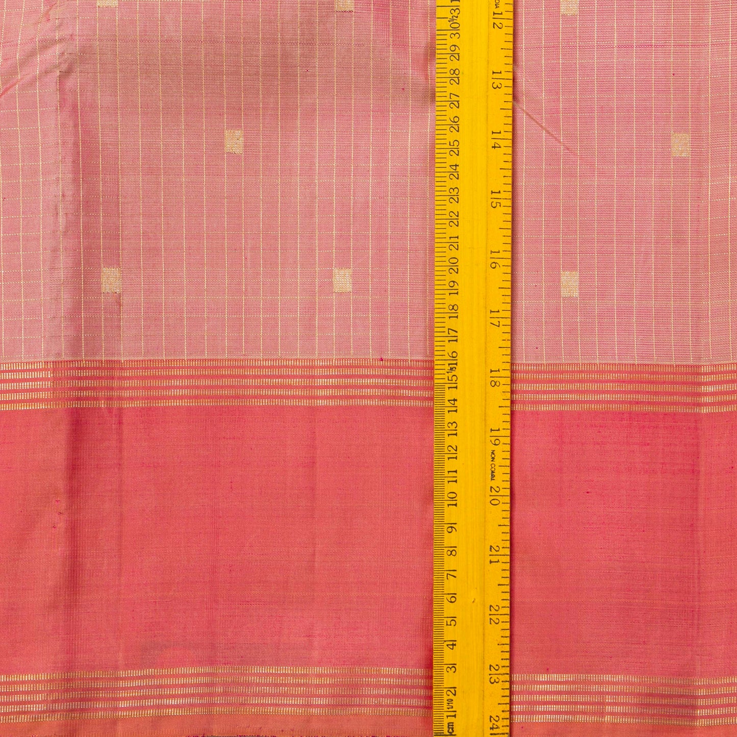 Pastel Pink And Peach Kanchipuram Silk Saree With Zari Checks For Festive Wear PV NYC 1835