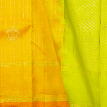 Yellow And Green Kanchipuram Silk Saree For Festive Wear PV NYC 1870