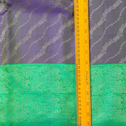 Mauve And Turquoise Kanchipuram Silk Saree With Silver Zari For Party Wear PV NYC 1752
