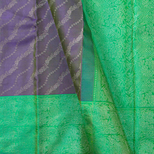 Mauve And Turquoise Kanchipuram Silk Saree With Silver Zari For Party Wear PV NYC 1752 - Silk Sari - Panjavarnam PV NYC 1752