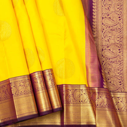 Yellow And Purple Kanchipuram Silk Saree For Wedding Wear PV NYC 1756 - Silk Sari - Panjavarnam PV NYC 1756