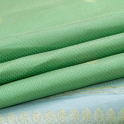 Pastel Green And Blue Kanchipuram Silk Saree With Arai Maadam Zari For Wedding Wear PV NYC 1809