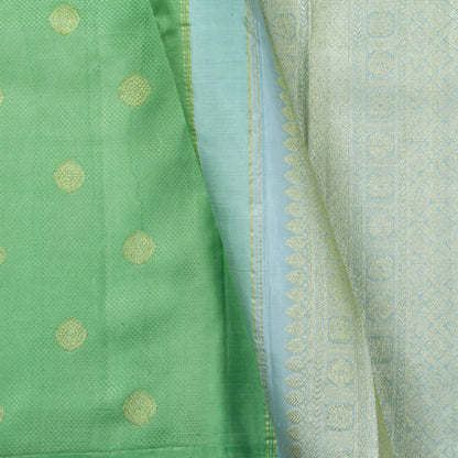 Pastel Green And Blue Kanchipuram Silk Saree With Arai Maadam Zari For Wedding Wear PV NYC 1809