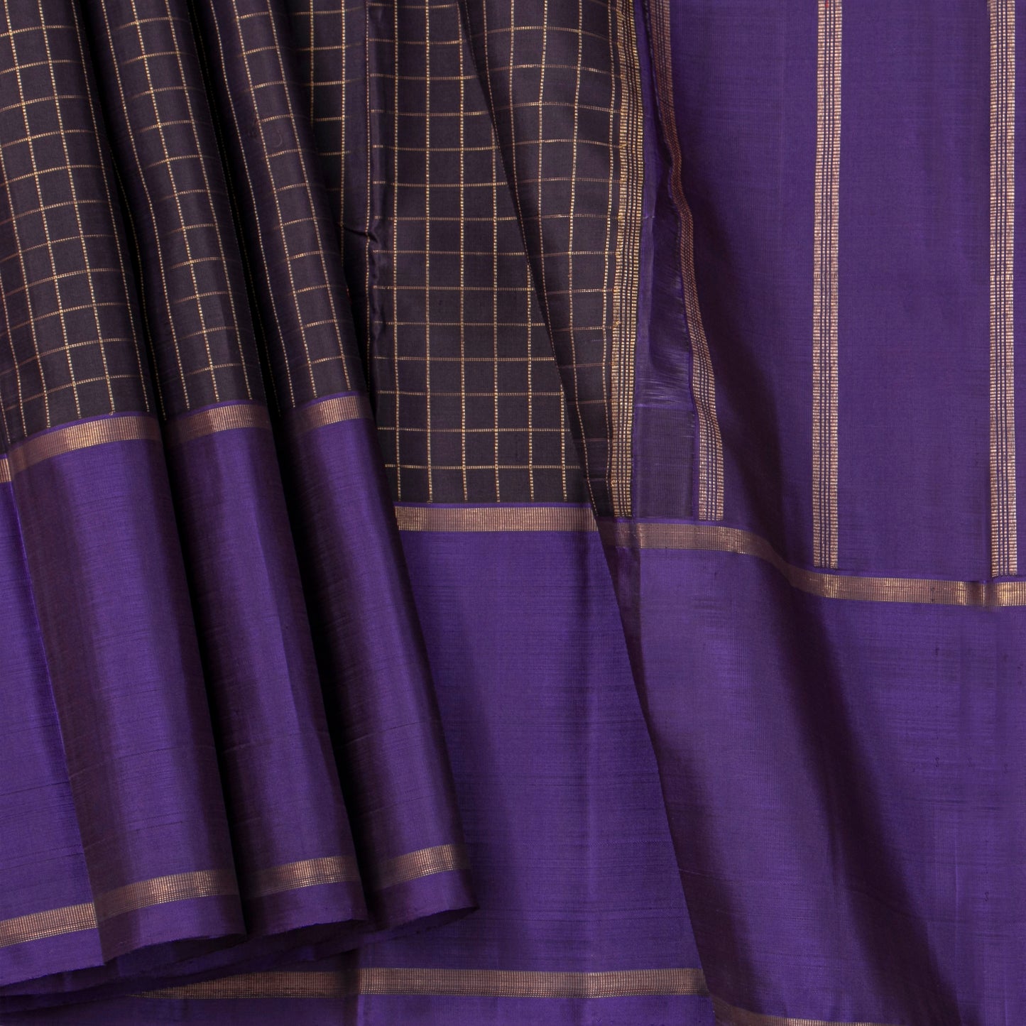 Brown And Violet Kanchipuram Silk Saree For Festive Wear PV NYC 1801