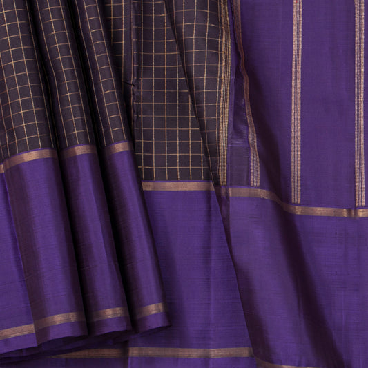 Brown And Violet Kanchipuram Silk Saree For Festive Wear PV NYC 1801