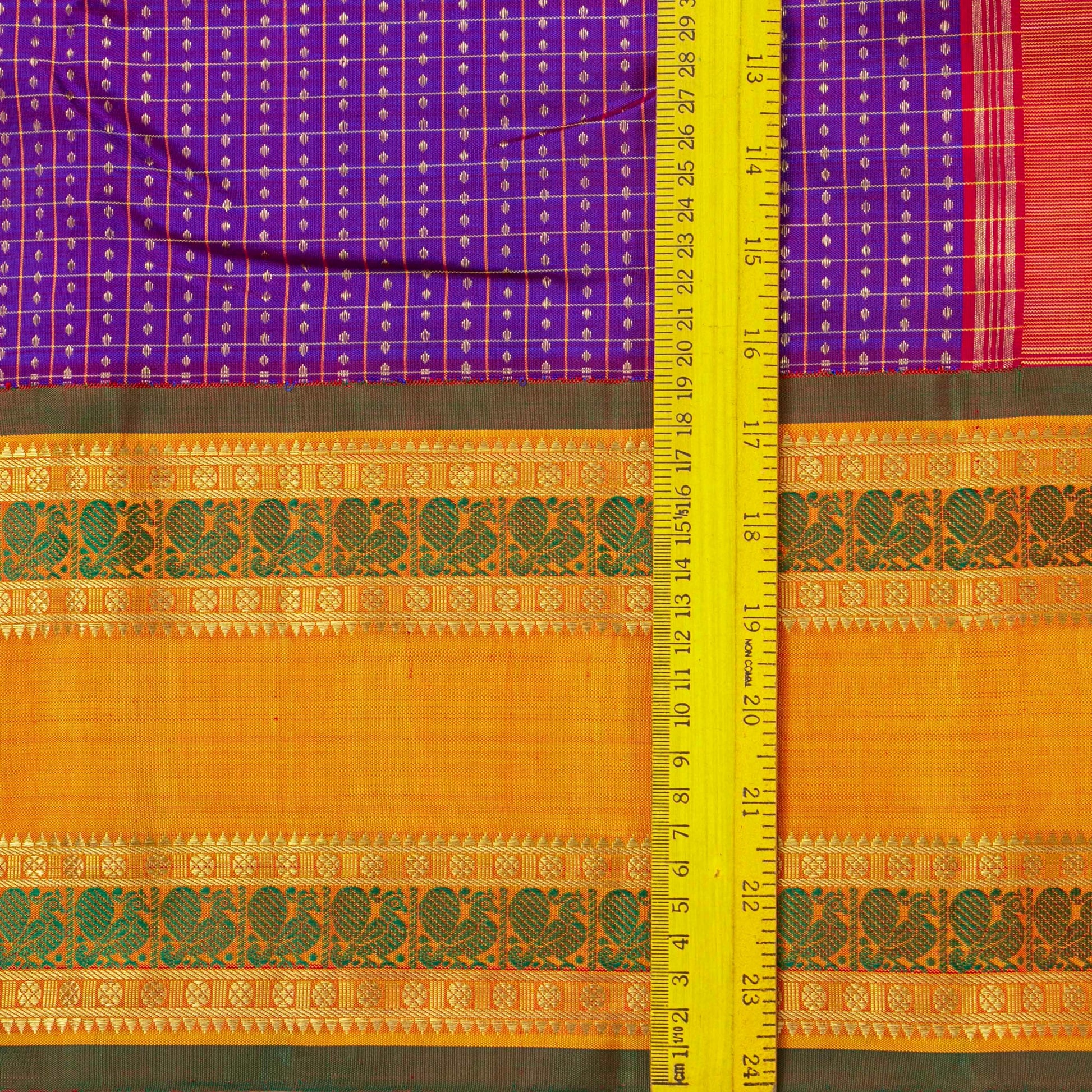 Purple And Orange Kanchipuram Silk Saree With Aiyiram Butta For Wedding Wear PV NYC 1782 - Silk Sari - Panjavarnam PV NYC 1782