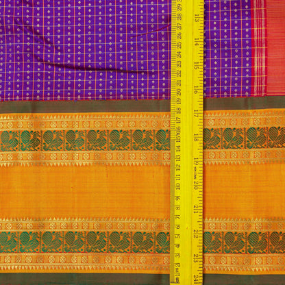 Purple And Orange Kanchipuram Silk Saree With Aiyiram Butta For Wedding Wear PV NYC 1782 - Silk Sari - Panjavarnam PV NYC 1782