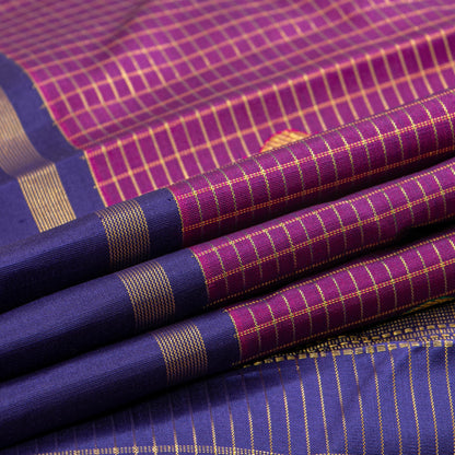 Magenta And Navy Blue Kanchipuram Silk Saree For Festive Wear PV NYC 1787