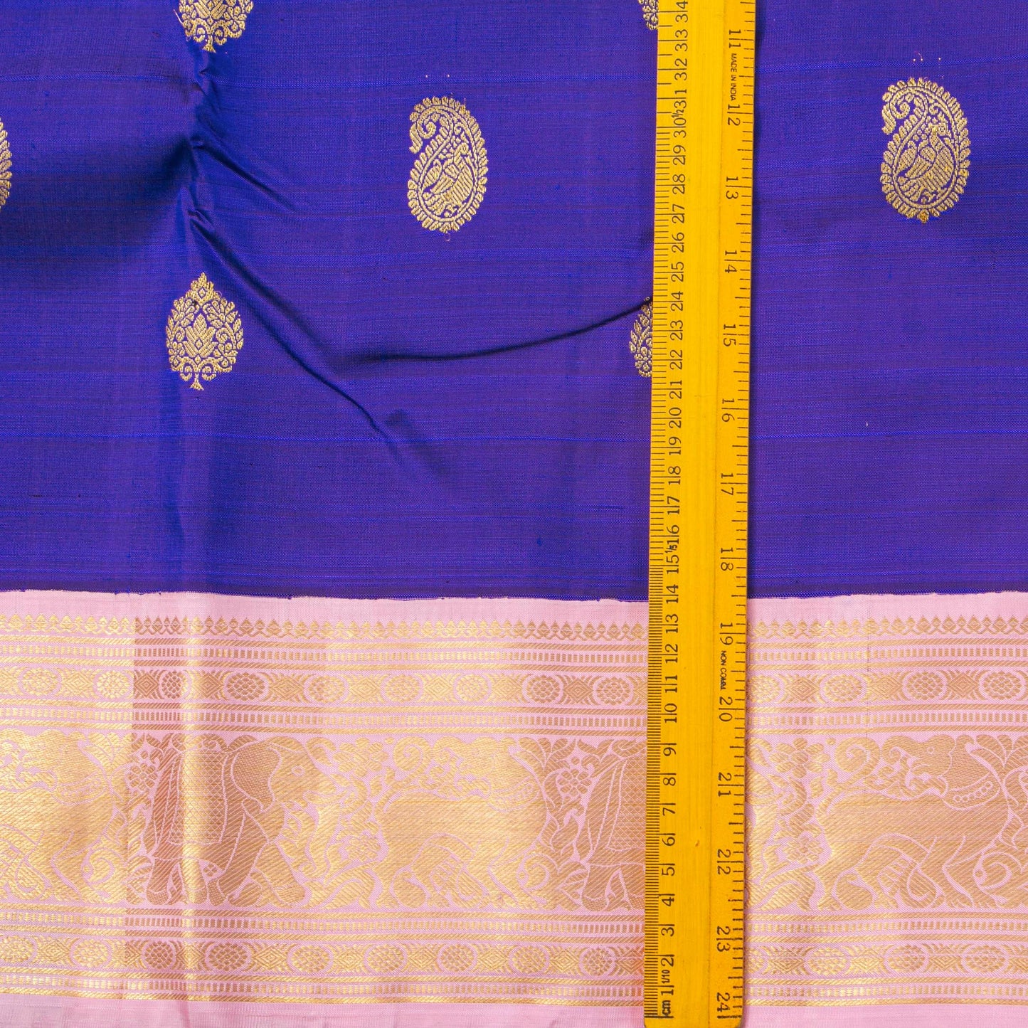 Blue And Pastel Pink Kanchipuram Silk Saree For Festive Wear PV NYC 1755 - Silk Sari - Panjavarnam PV NYC 1755