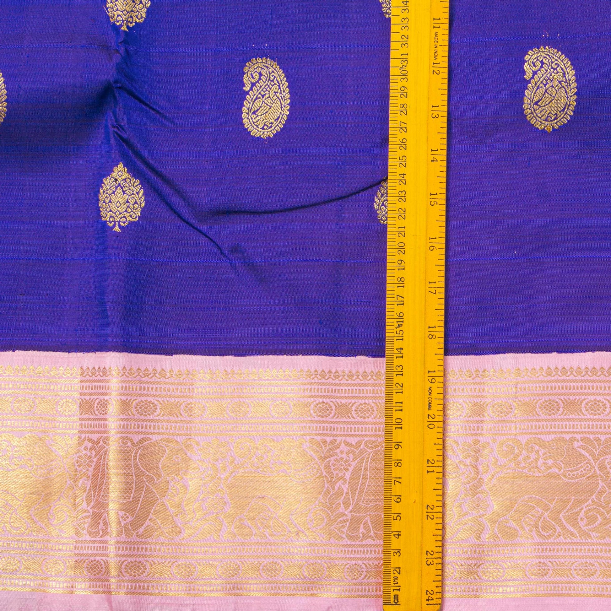Blue And Pastel Pink Kanchipuram Silk Saree For Festive Wear PV NYC 1755 - Silk Sari - Panjavarnam PV NYC 1755