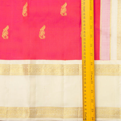 Pink And Off White Kanchipuram Silk Saree For Festive Wear PV NYC 1903 - Silk Sari - Panjavarnam PV NYC 1903