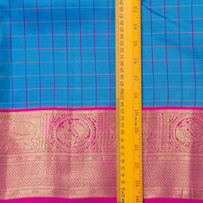 Blue And Pink Kanchipuram Silk Saree For Festive Wear PV NYC 1790 - Silk Sari - Panjavarnam PV NYC 1790
