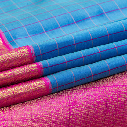 Blue And Pink Kanchipuram Silk Saree For Festive Wear PV NYC 1790 - Silk Sari - Panjavarnam PV NYC 1790