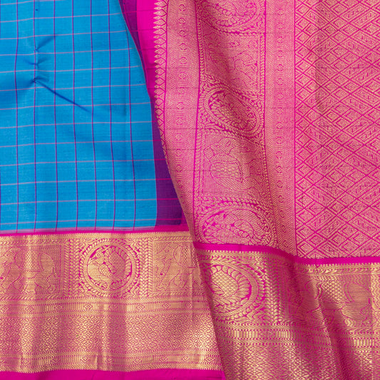 Blue And Pink Kanchipuram Silk Saree For Festive Wear PV NYC 1790 - Silk Sari - Panjavarnam PV NYC 1790
