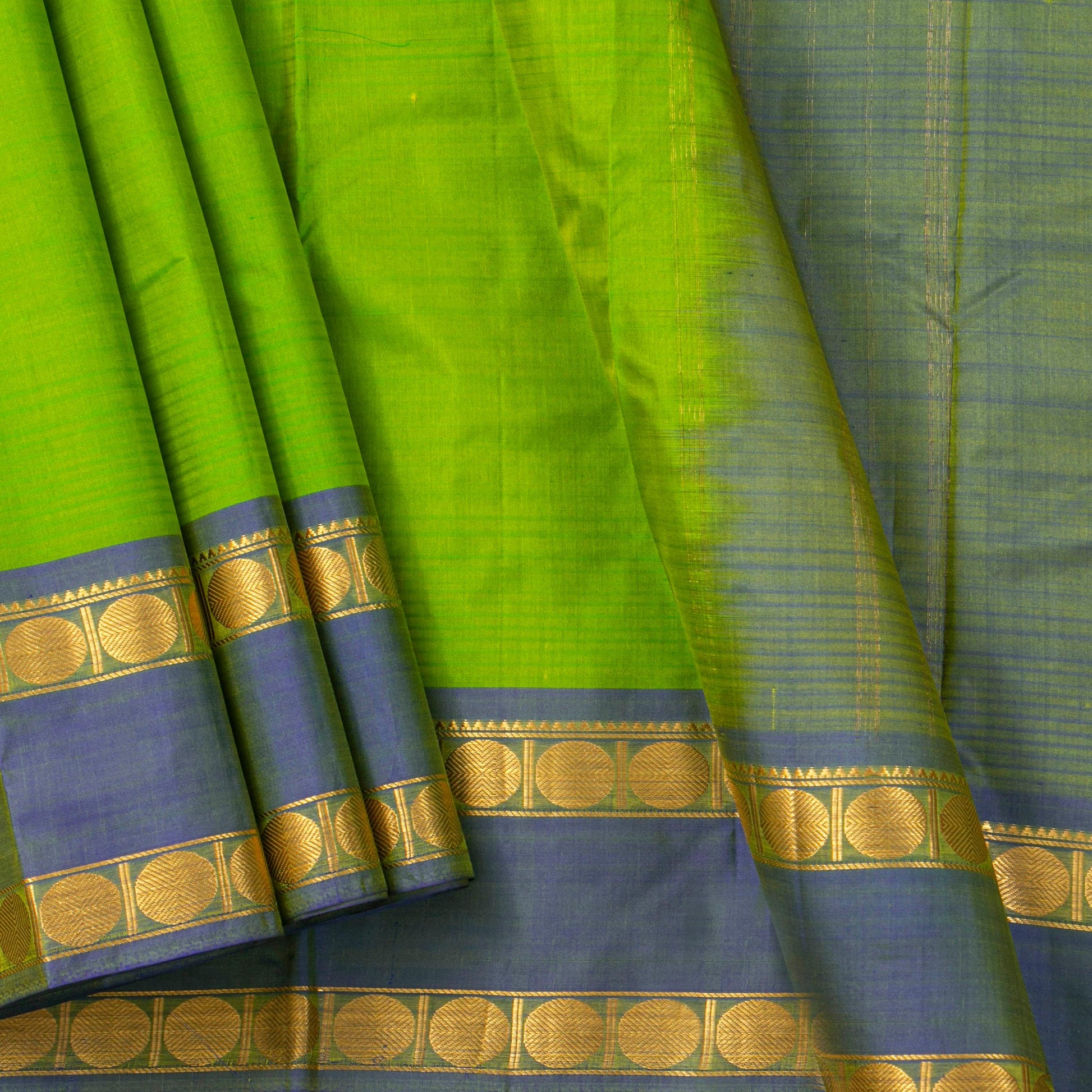 Green And Blue Kanchipuram Silk Saree For Festive Wear PV NYC 1858 - Silk Sari - Panjavarnam PV NYC 1858