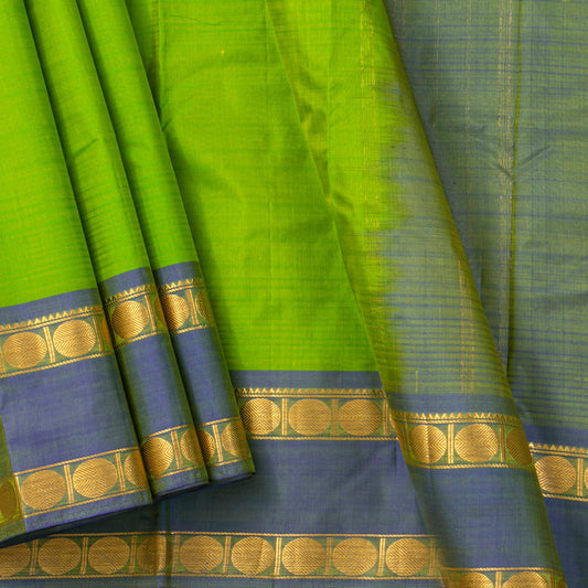 Green And Blue Kanchipuram Silk Saree For Festive Wear PV NYC 1858 - Silk Sari - Panjavarnam PV NYC 1858