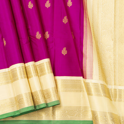 Pink And Off White Kanchipuram Silk Saree For Wedding Wear PV NYC 1794 - Silk Sari - Panjavarnam PV NYC 1794