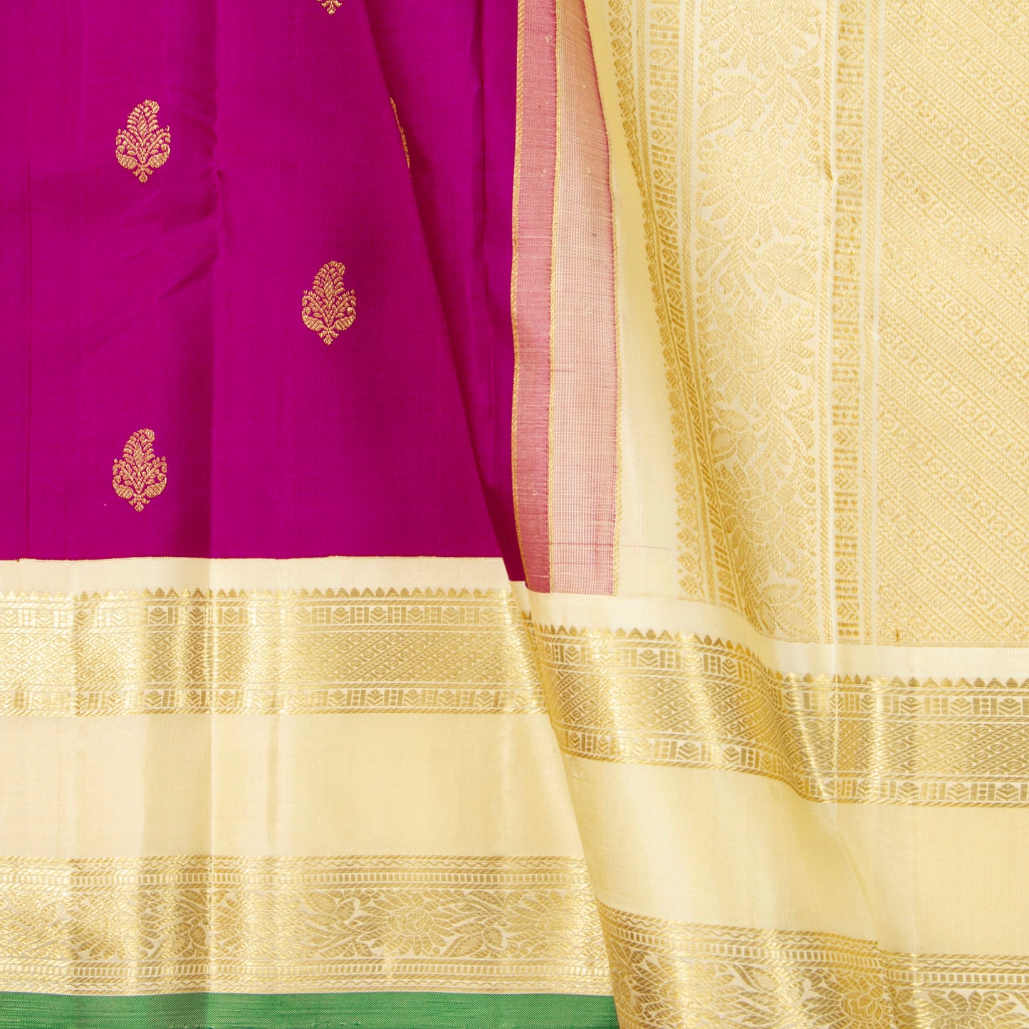 Pink And Off White Kanchipuram Silk Saree For Wedding Wear PV NYC 1794 - Silk Sari - Panjavarnam PV NYC 1794