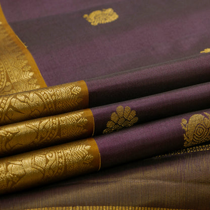Brown And Mustard Kanchipuram Silk Saree For Festive Wear PV NYC 1744 - Silk Sari - Panjavarnam PV NYC 1744