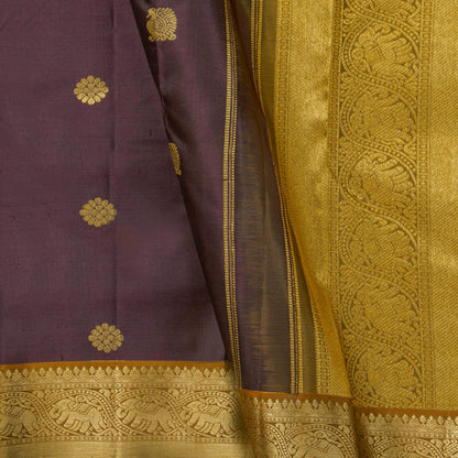 Brown And Mustard Kanchipuram Silk Saree For Festive Wear PV NYC 1744 - Silk Sari - Panjavarnam PV NYC 1744